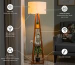 Kyren Wooden Floor Lamp With Shelves & Large Lampshade (White) - Image 4