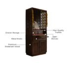 Daivik Sheesham Wood Home Temple with Brass Detailing (Teak Finish) - Image 3