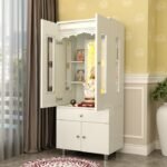 Atharv Engineered Wood Home Temple With Inbuilt LED Light System (White Finish)