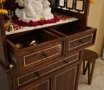 Daivik Sheesham Wood Home Temple with Brass Detailing (Teak Finish) - Image 2